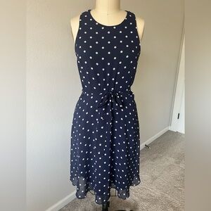 Banana Republic Navy Polka Dot Sleeveless Dress